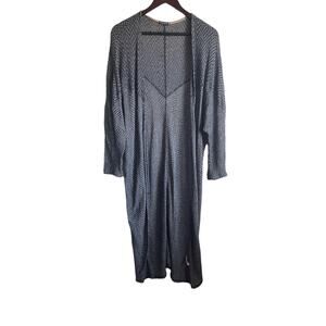 Earthbound Trading Co Women Open Front Cardigan Long Line Lightweight L Navy